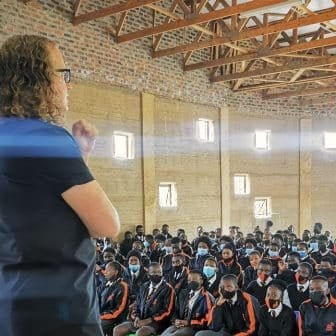 Johann presents the value of engineering to high school pupils in South Africa with EIT