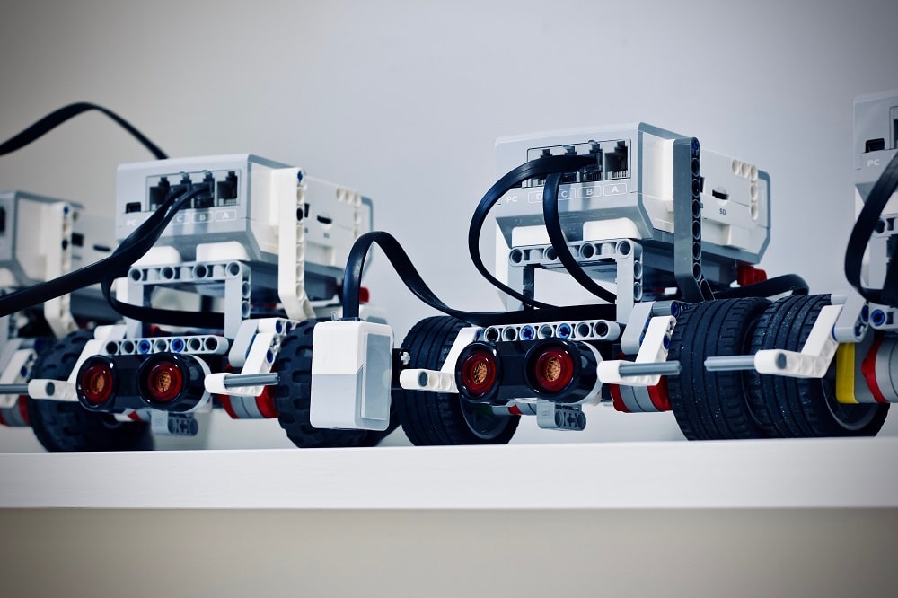 LEGO robots on the shelf